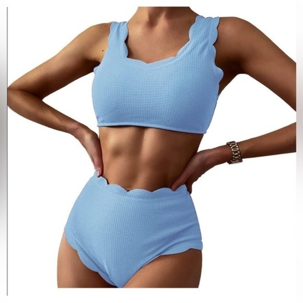 ZAFUL High Waisted Scalloped Bikini‎ Set Sz 6